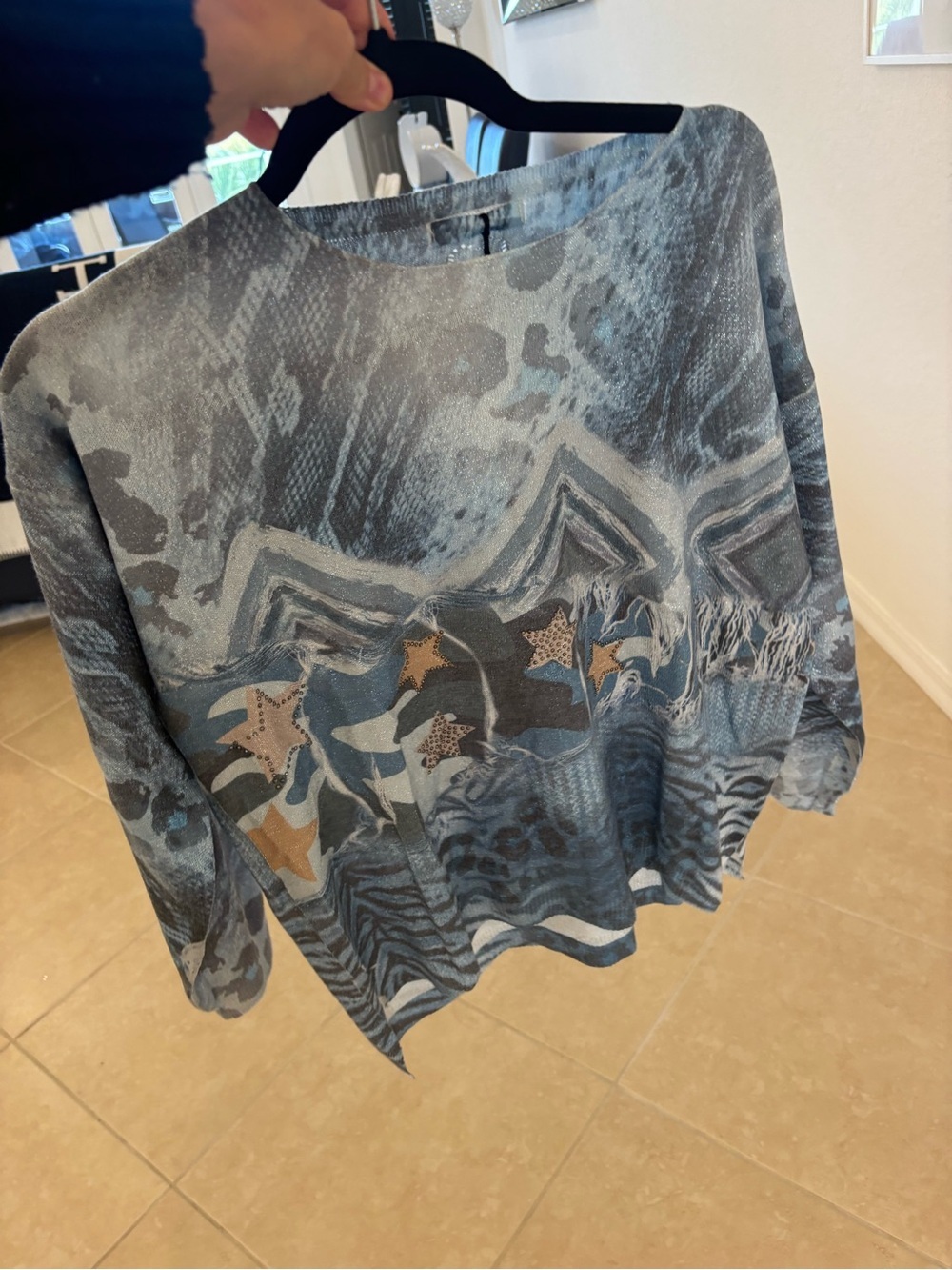 Made in Italy Shimmery Blue Knit Top - Picture 3 of 10